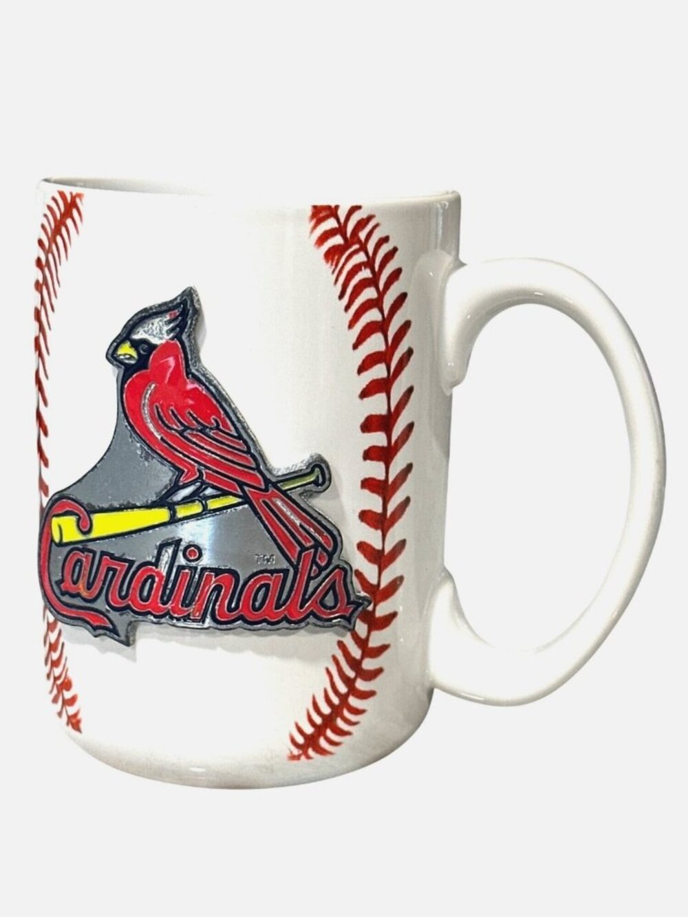 St Louis Cardinals Raised Logo Baseball Stitch Ceramic Mug Official MLB 2011 Mug